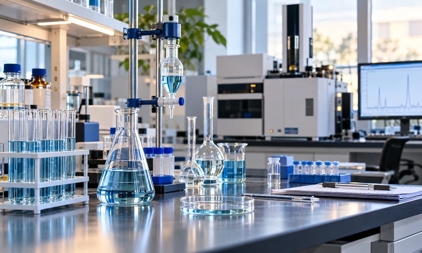 فضای آزمایشگاه شیمی و ابزارهای پژوهشی